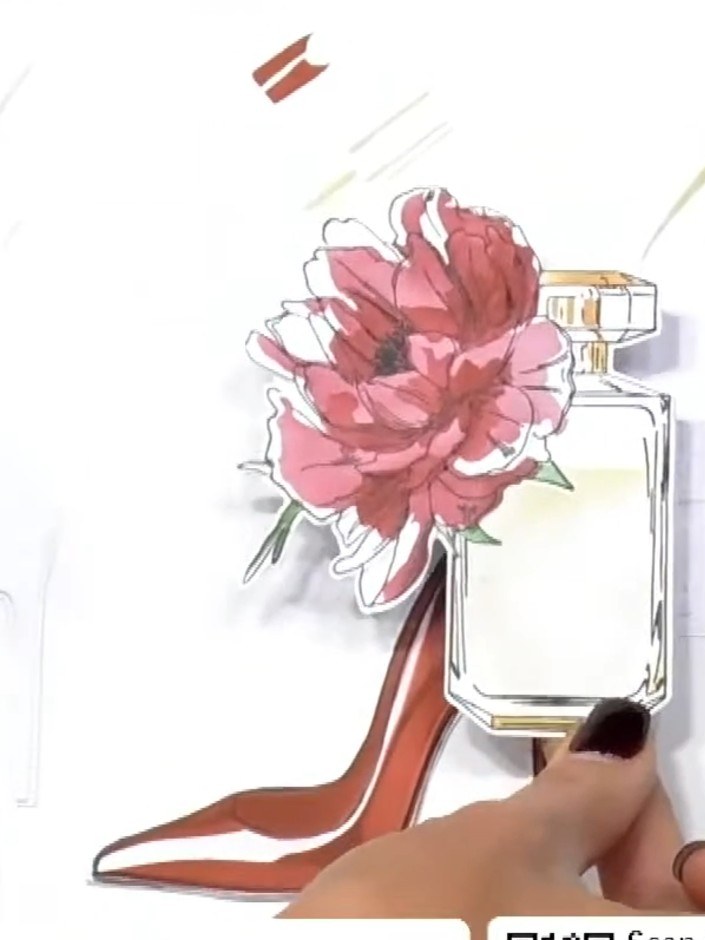 Step 3: Select a handbag or perfume bottle stencil from a different Quattro D design. Position and stencil the image o