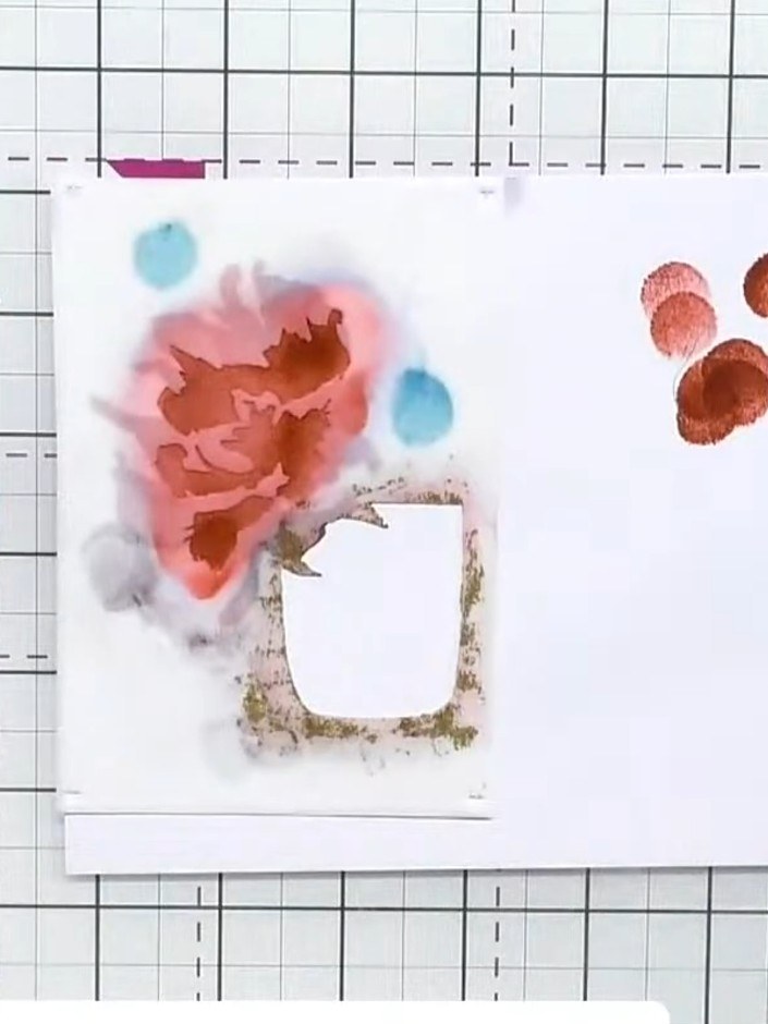 Step 4: Position the third stencil over your design and apply ink through the leaf and shadow elements using a blendin