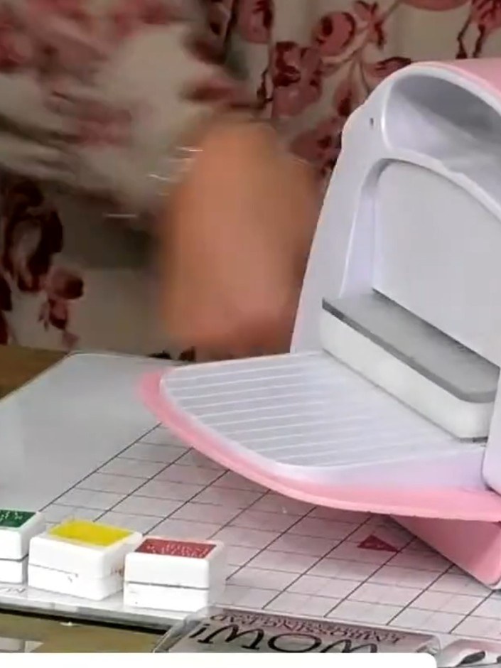 Step 7: Pasa la pieza troquelada por la carpeta de embossing 3D, asegurándote de que el diseño coincida con el patrón de la carpeta. F
