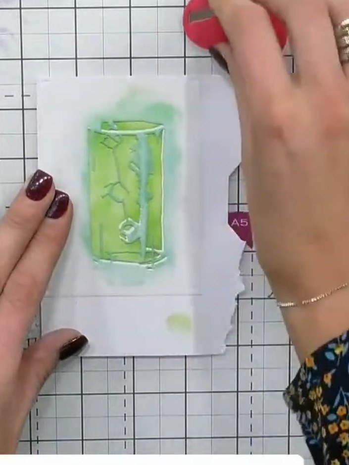 Step 1: Position stencil number one on white cardstock, ensuring the number is visible at the edge to avoid reversing 