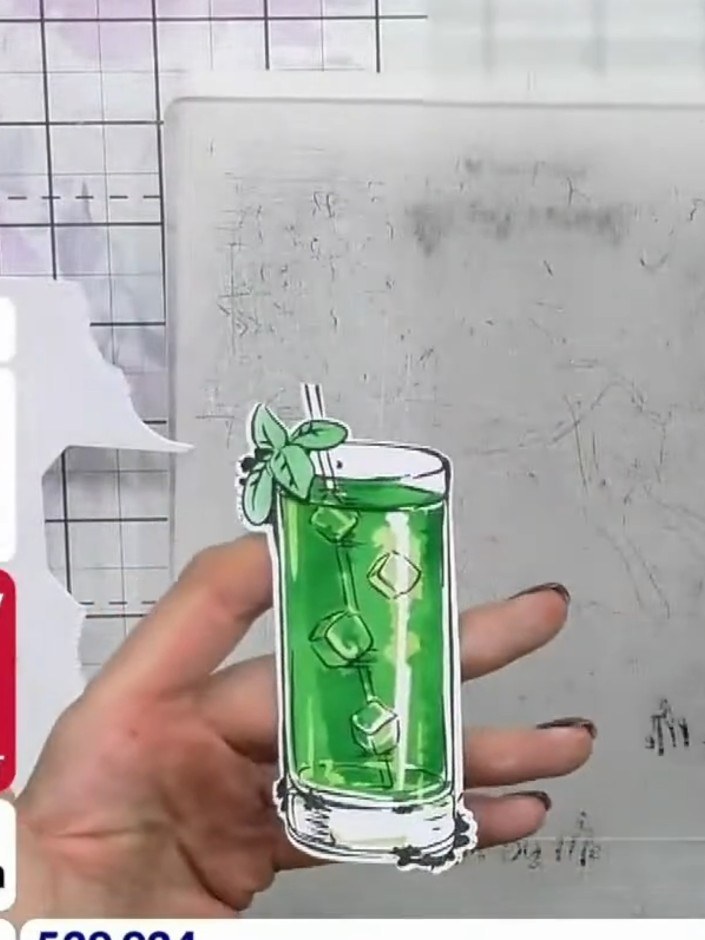 Tarjeta de cóctel Mojito con esténciles por capas - the finished project