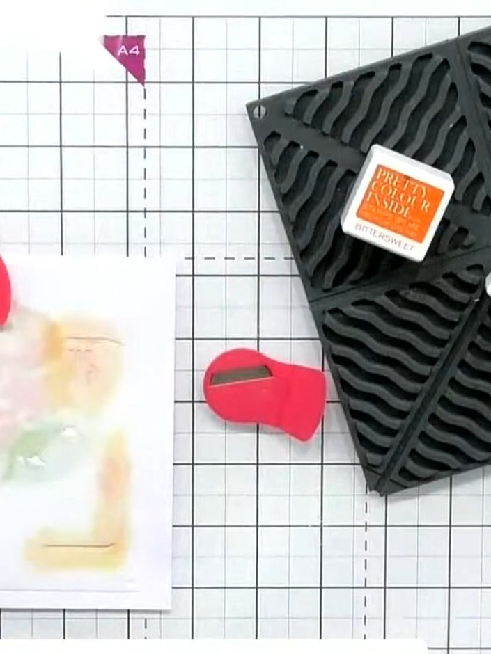 Step 4: Position stencil number three with the number facing you. Apply orange ink through the stencil to create shado