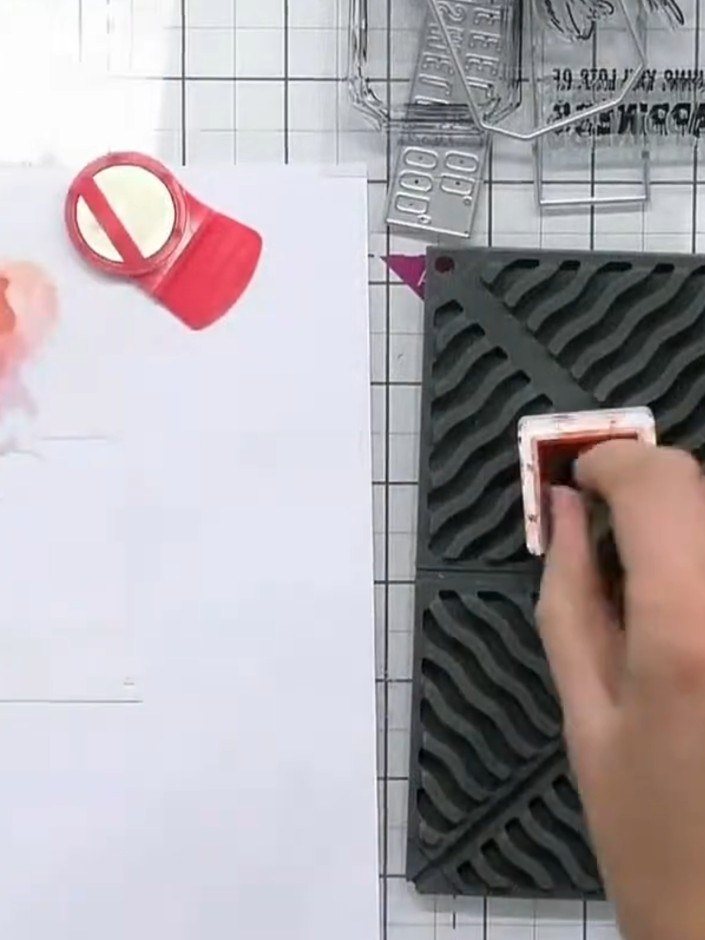 Step 4: Place stencil three over the bottle image and apply orange ink through the stencil to add shadow around the bo