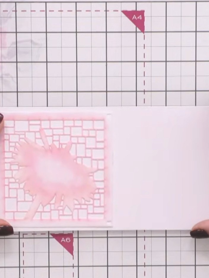 Step 2: Locate stencil number one from your Daisy Delight set. Position it on your card base with the number facing to