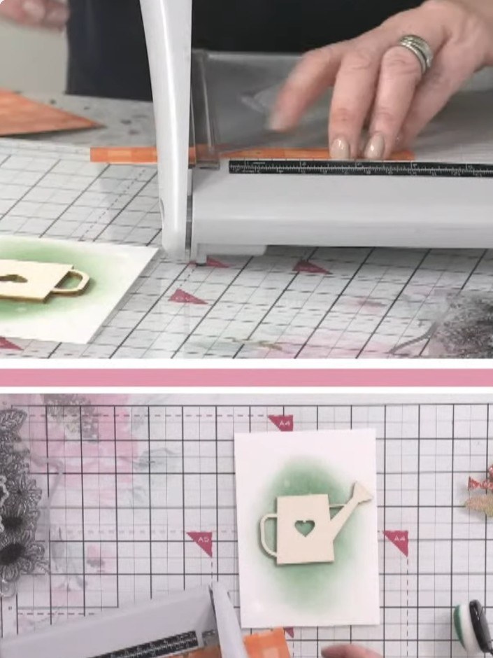 Step 4: Elige adornos de madera contrachapada de la colección Bee Sweet. Choose pieces that will complement your card d