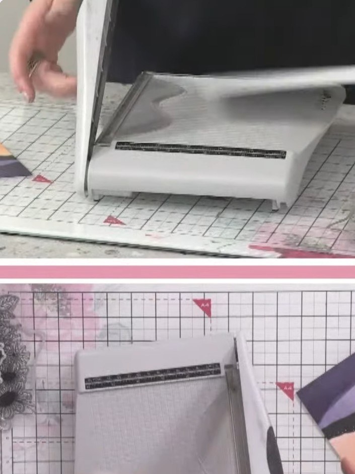 Step 1: Select your card base. Choose complementary patterned papers from the Funky Fossil 8x8 and 6x6 paper pads to c