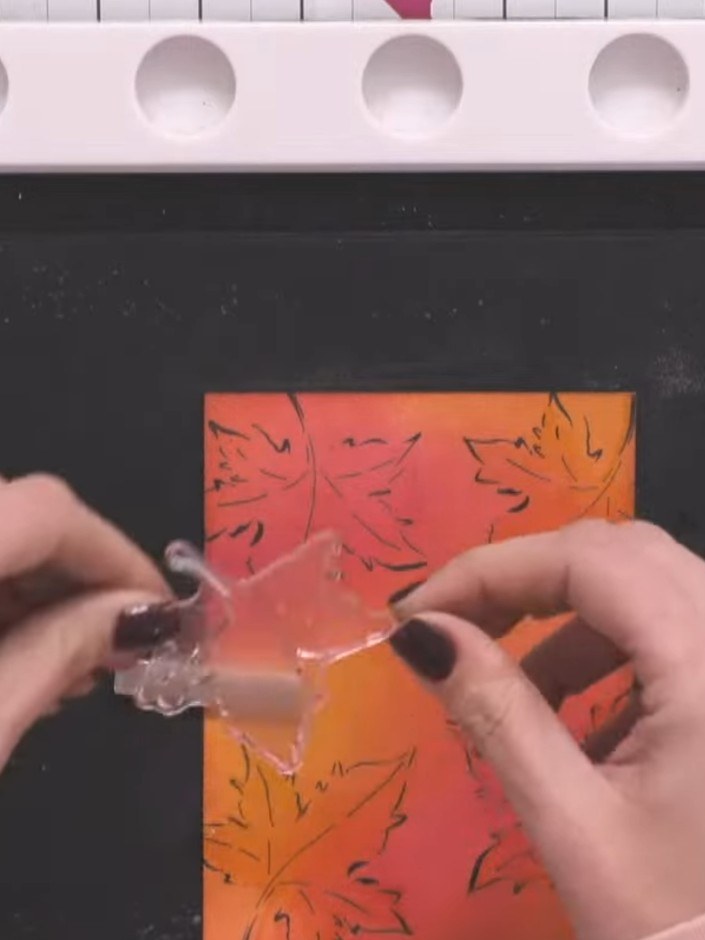 Step 5: Immediately sprinkle clear embossing powder over the stamped image whilst the ink is still wet. Tap off any ex