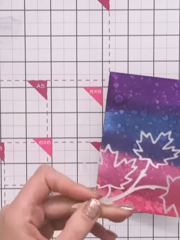 Step 7: Die-cut your leaf shapes from white cardstock using the skeleton leaves die. Position the die-cut leaves onto 