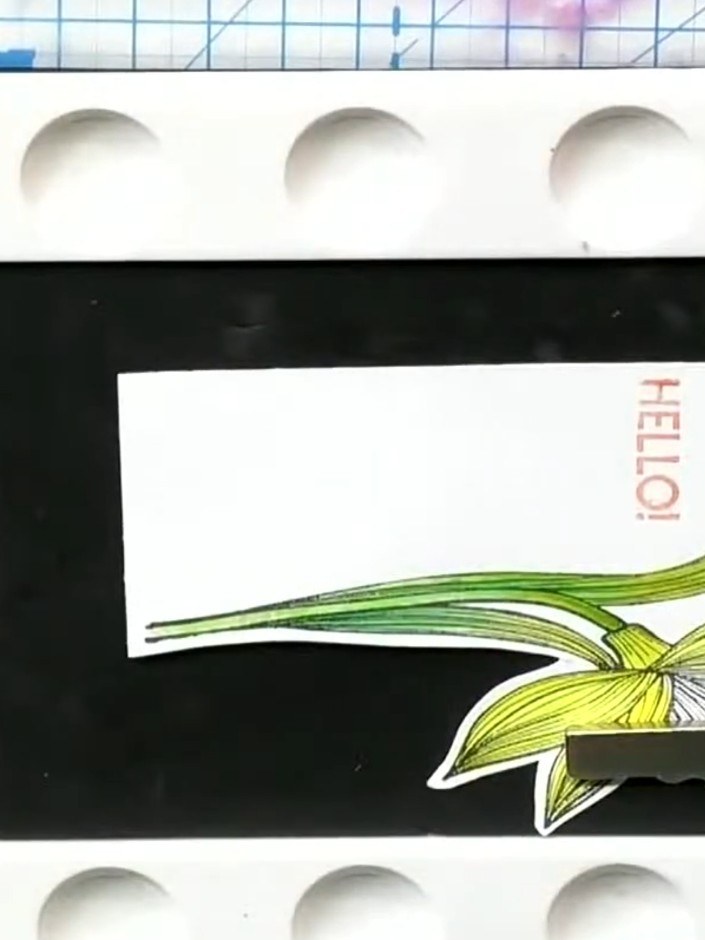 Step 3: Carefully fussy cut around the stamped and coloured daffodil image, following the outline of the petals and le