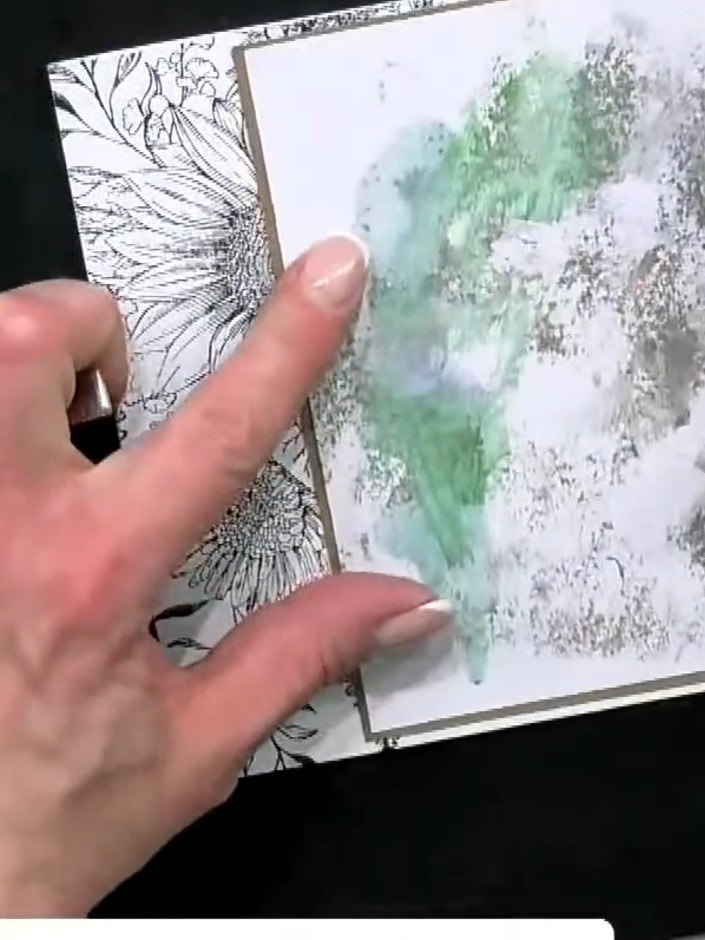 Step 5: Colour the stamped scene using watercolour or markers. Start with loose washes for the background areas, build
