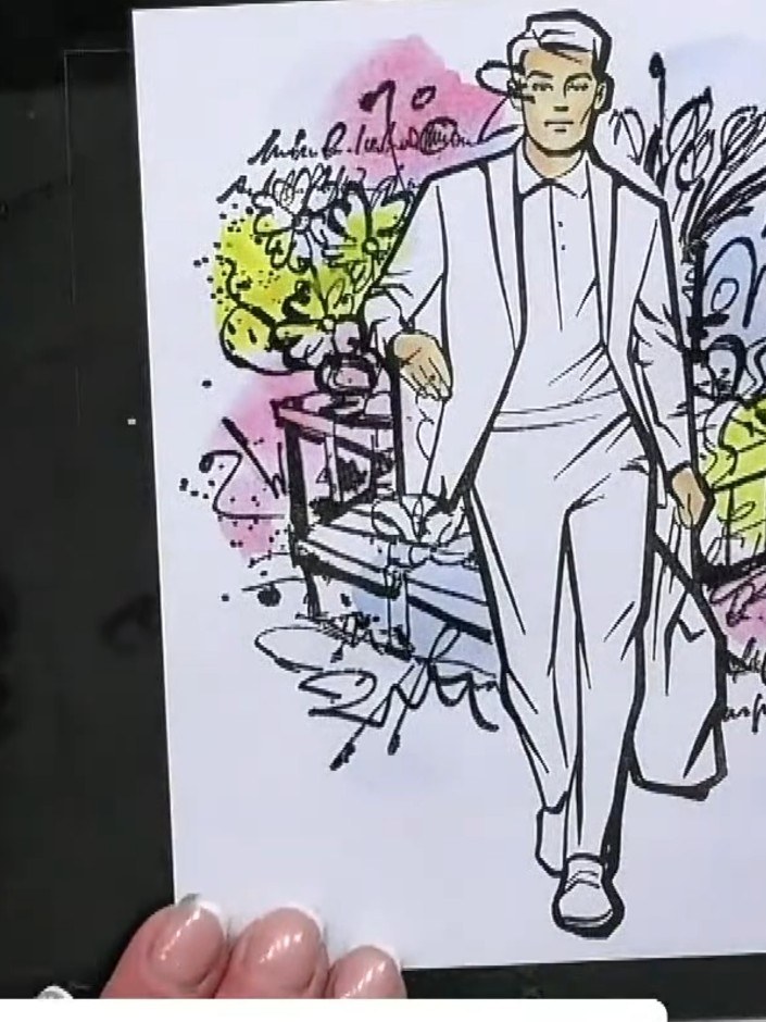Step 6: Add subtle colour washes to your stamped image using watercolour paints. Apply light touches of pink, yellow, 