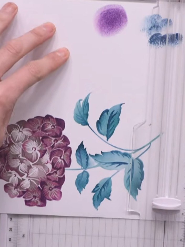 Step 5: Once the stencilled image is complete, trim the card to size using a ruler and pencil to mark a straight cutti