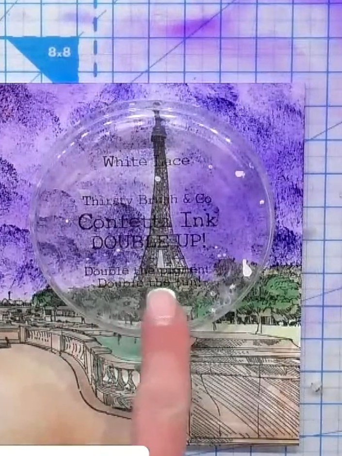 Step 8: Mount the finished stamped piece onto white cardstock, then layer onto a craft card base to complete your card