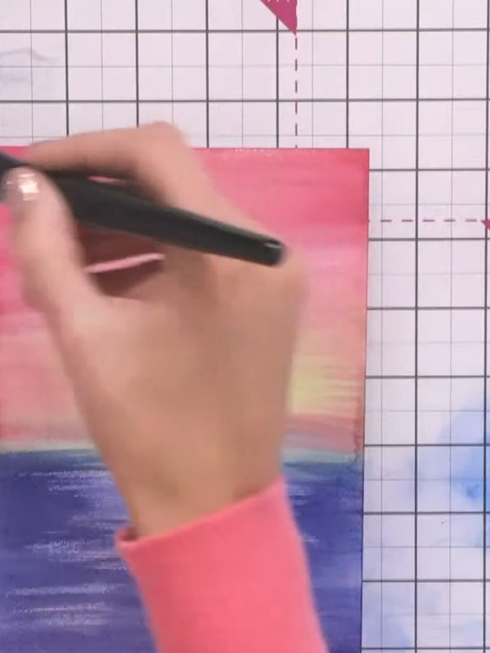 Step 7: Use a clean, damp brush to lift out colour from the pink sky area, creating highlights and breaking up any har