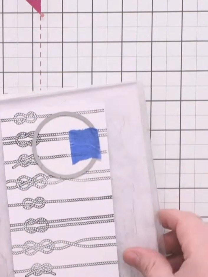 Step 4: Use a large circle die to cut three circles from your stamped card. Position them at the top, middle and botto