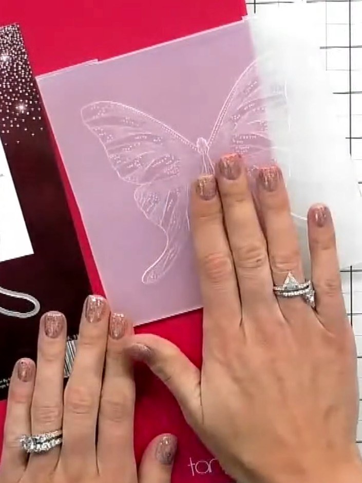 Step 2: Place your patterned paper into the high-definition 3D embossing folder. Run the folder through your die-cutti