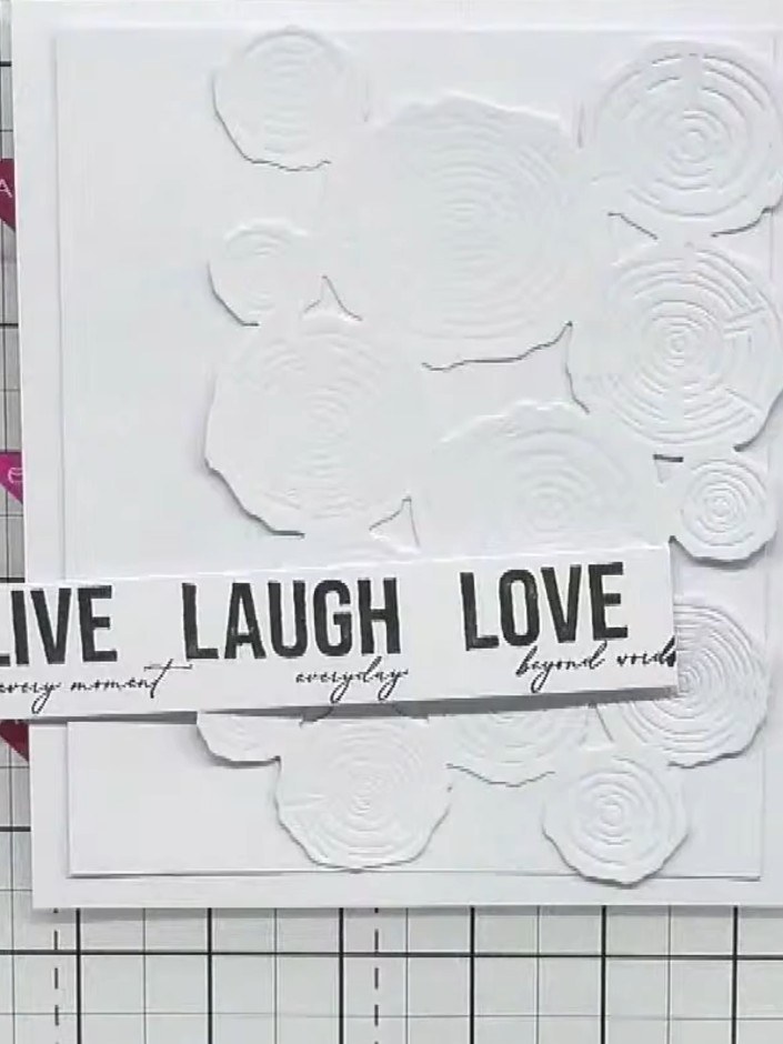 Step 10: Mount your finished panel onto a white card base. Add your chosen sentiment stamp from the 'Love Beyond Words'