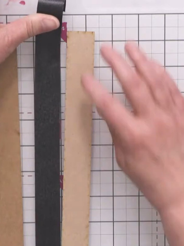 Step 3: Apply the hinge spacers to the inside of the box at the correct positions. Pull your double-sided tape in and 