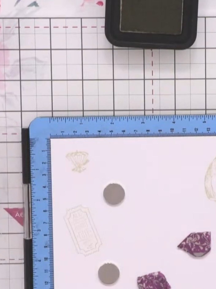 Step 3: Allow the ink to dry between applications to build up the vintage, aged appearance. Continue stamping and laye