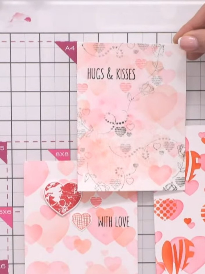 Fussy-Cut Heart Layered Card with Textured Stamps - the finished project
