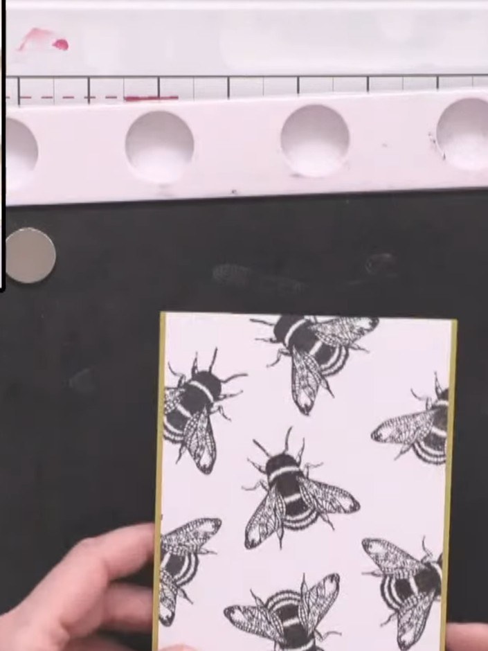 Black and White Bee Background Card with Washi Tape Borders - the finished project