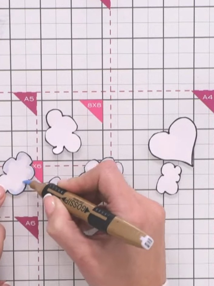Step 4: Add shading to the clouds using circular motions with a grey pencil or marker to create depth and dimension.