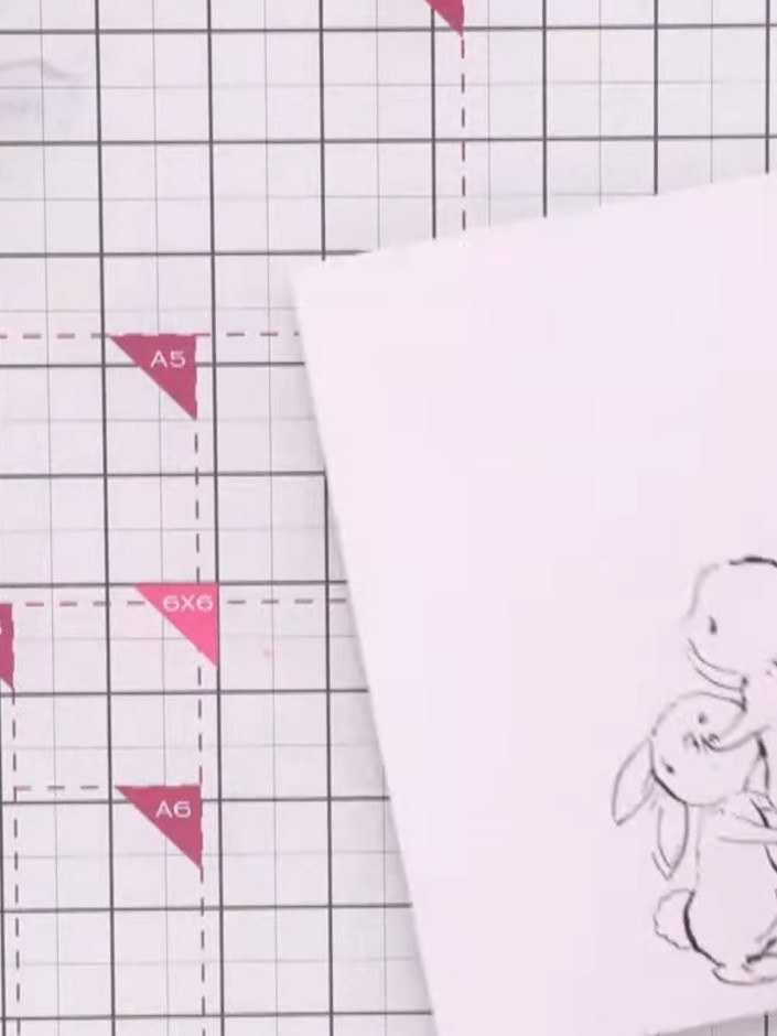 Step 8: Stamp the bunny rabbit image from the Eureka 101 stamp set onto white cardstock. Ensure you stamp only the bun
