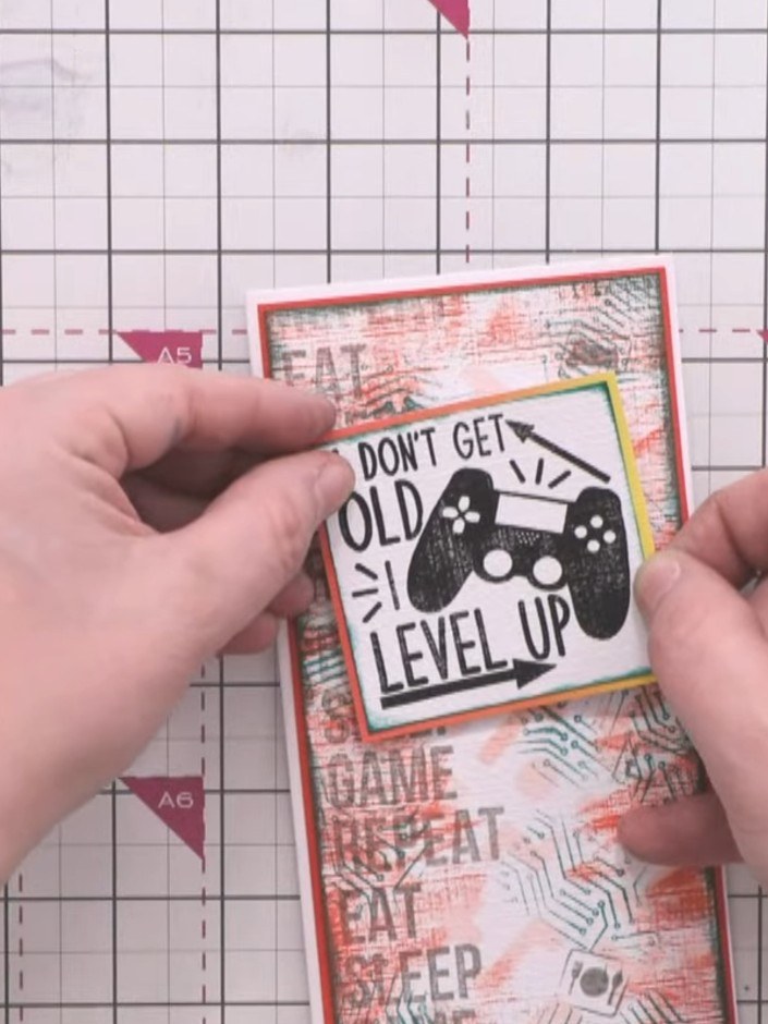 Mixed Media Grungy Game Over Card with Textured Background - the finished project