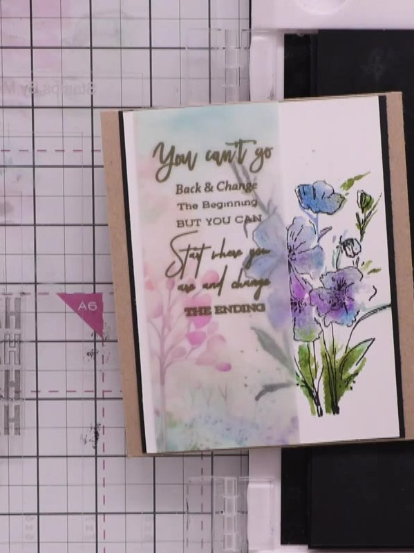 Monochromatic Grey Floral Card with Black Accents - the finished project