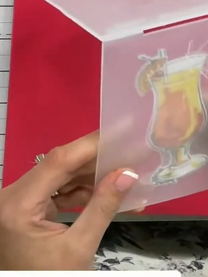 Step 8: Die-cut the completed cocktail design using the coordinating die from the Tequila Sunrise kit.