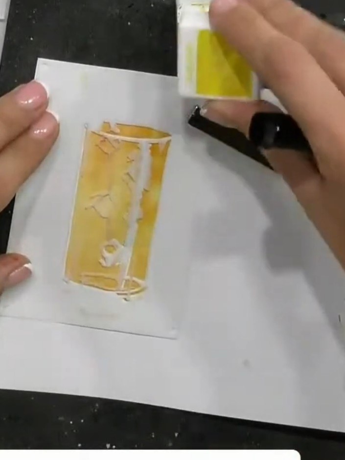 Step 1: Position stencil number one in the corner of your white cardstock on the craft mat.