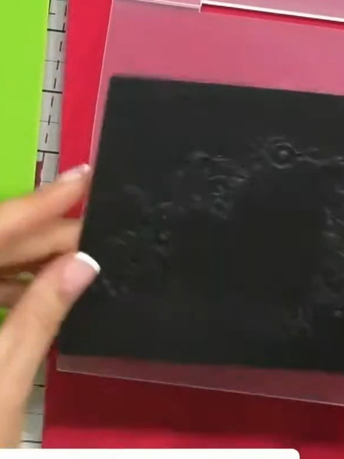 Step 10: Remove the black cardstock from the embossing folder and examine both the raised embossed side and the recesse