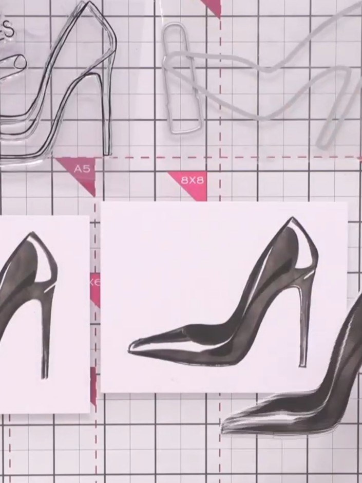 Step 7: Stamp the outline stamp around the main shoe design to add crispness and definition. This creates a high-end l