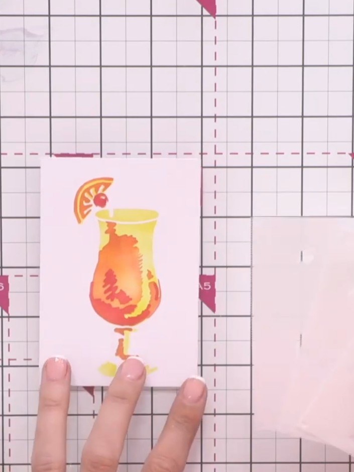 Quattro-D Cocktail Card with Stencil Layering - the finished project
