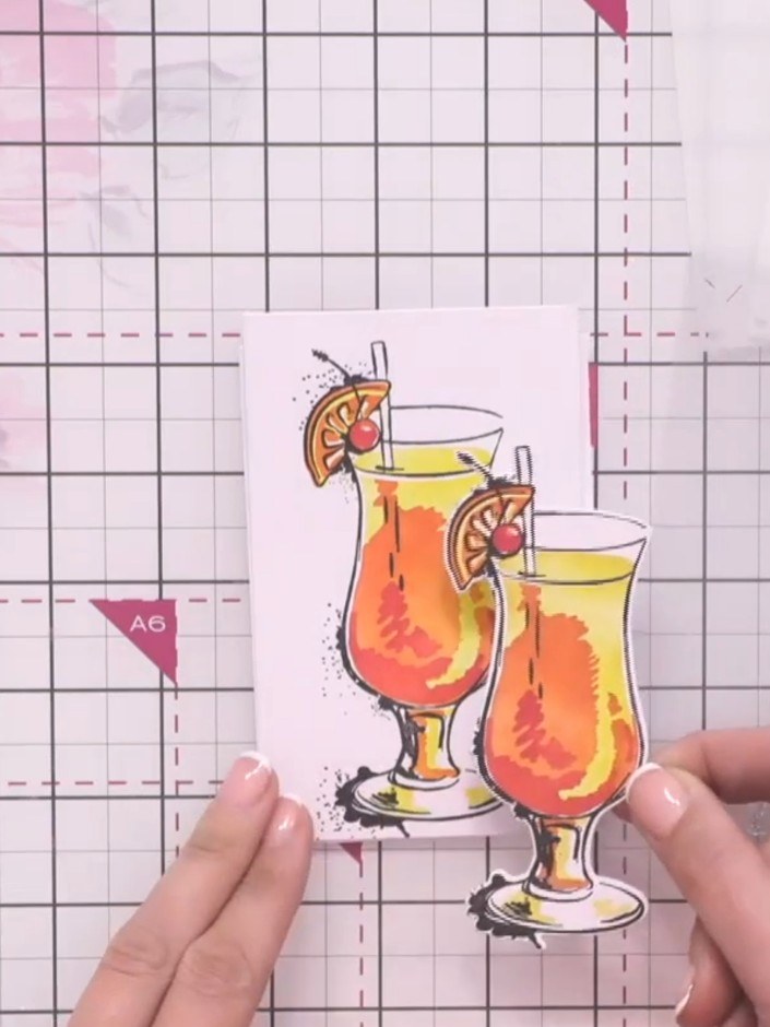 Step 2: Take the coordinating stamp and ink it with your chosen colour. Position the stamp over the outline image on y