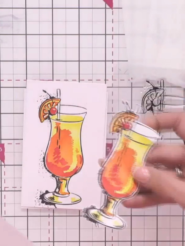 Step 4: Carefully remove the die-cut cocktail embellishments from the cardstock. You can choose to create messy art wi