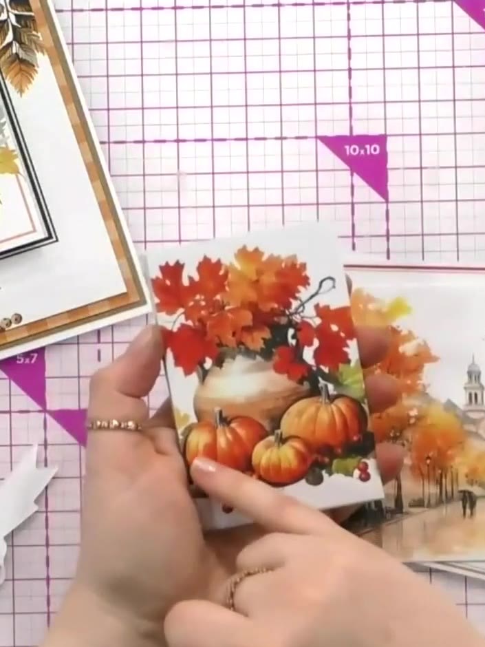 Step 11: Apply foam pads to the back of the sentiment topper. Position the sentiment on the front of the card, placing 