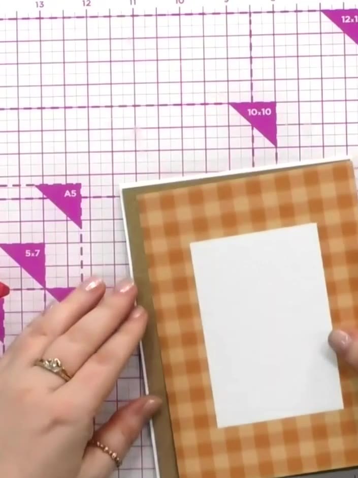 Step 2: If desired, add a piece of kraft card behind your patterned card panel as a backing layer. This creates extra 