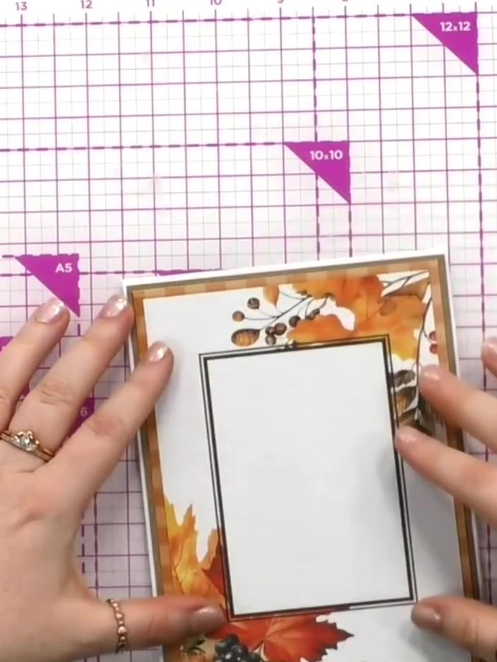 Step 5: Adhere the trimmed topper panel on top of the card using foam pads to create dimension. Position it centrally 
