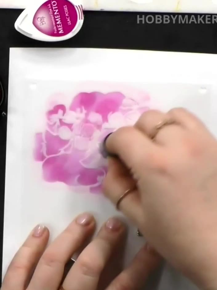 Step 5: Continue building up the colour by applying more ink with the dauber. You can use the same pink colour and app