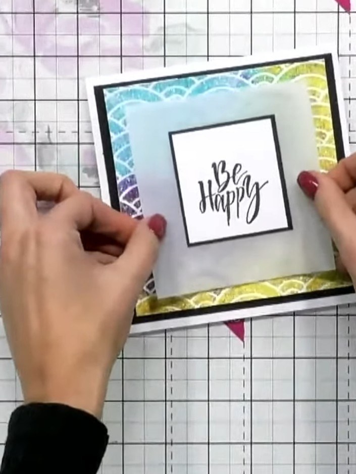 Layered Stencil and Sentiment Card with Glitter - the finished project