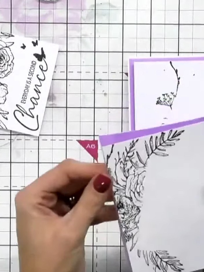 Step 7: Fussy cut the thistle motif from a fourth stamped layer. Attach the cut-out thistle to the top of your card us