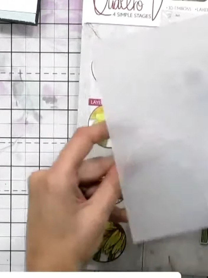 Step 2: Using blending brushes, apply orange and pink inks through the stencil onto your card. Blend the colours where