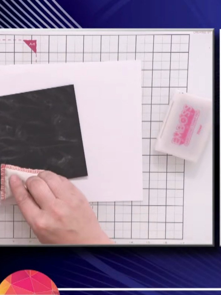 Step 3: Rub the anti-static bag over the inked stencil area on the black cardstock to prepare the surface for embossin
