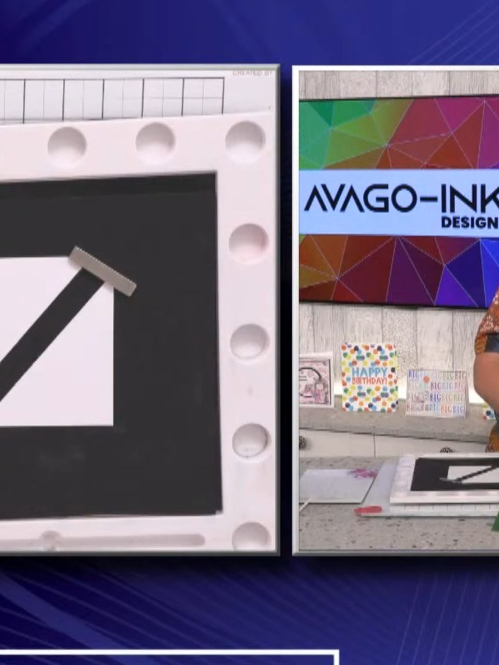 Step 8: Stamp the crash design from the AVAGO-INK DESIGNS A5 CRASH stamp set in black ink onto white cardstock. The de