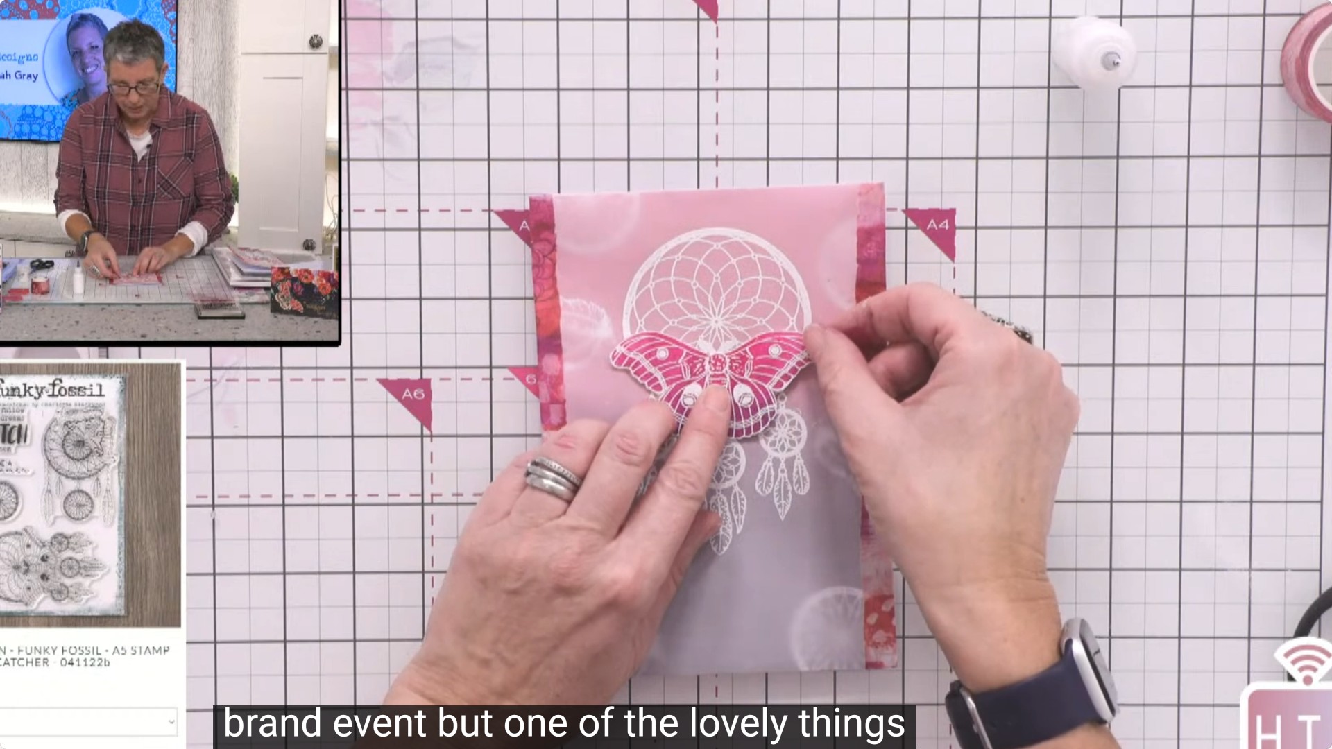 Step 12: Add a stamped and embossed sentiment to your card. Embellish with silver enamel dots placed in a line to guide