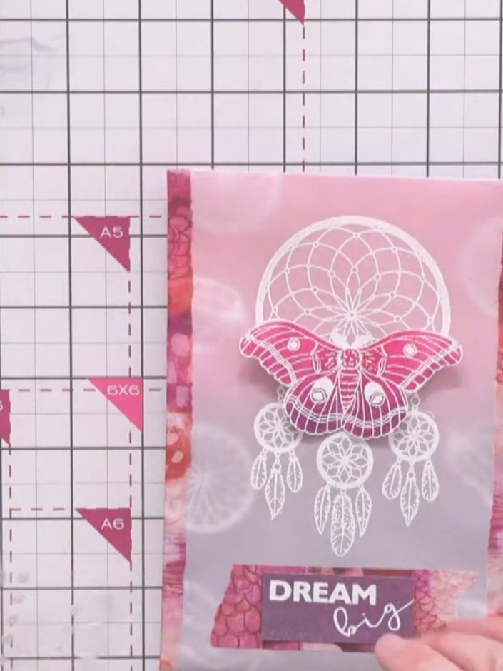 Spray Ink Vellum Overlay Dream Catcher Card - the finished project