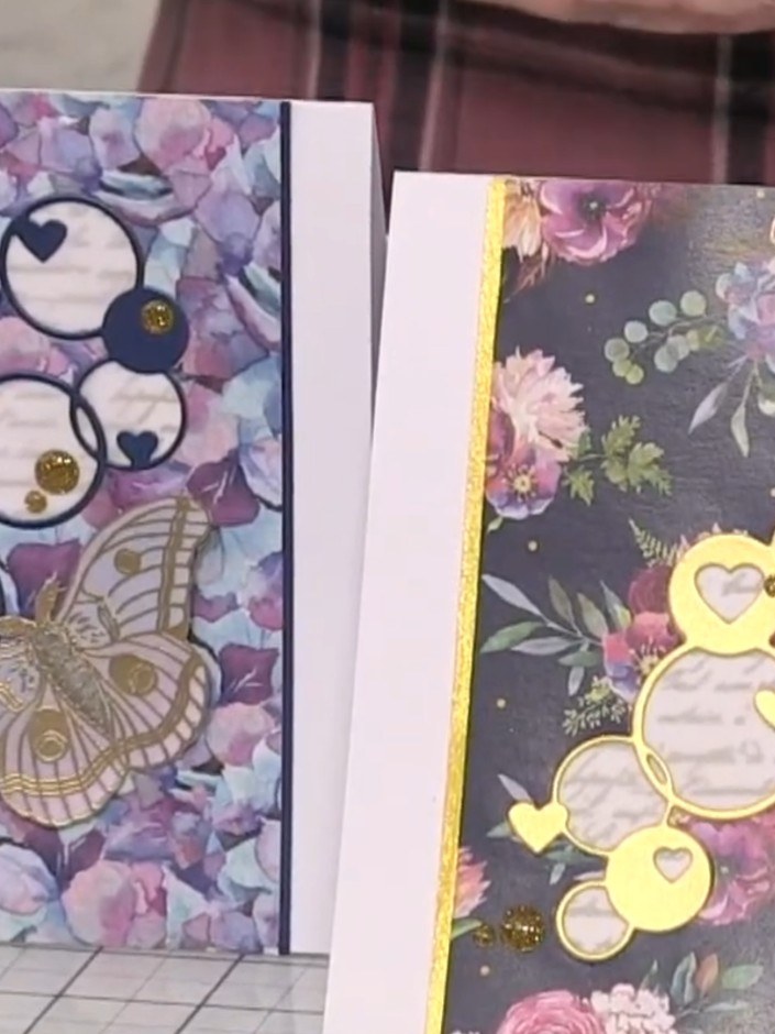 Step 1: Cut the floating hearts die out of the centre of your chosen patterned paper panel to create an aperture windo