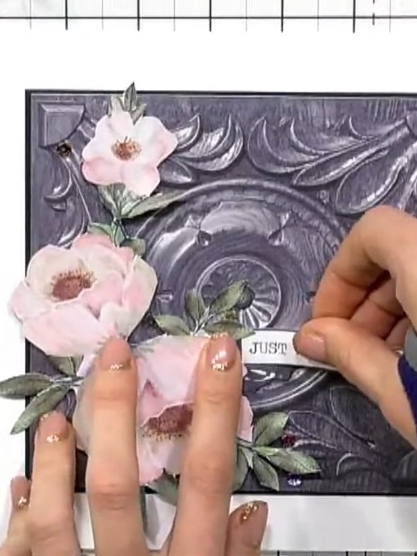 Watercolour Card with Fussy-Cut Florals - the finished project