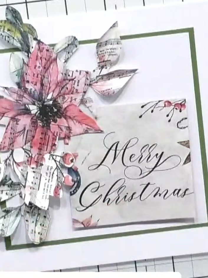 Layered Poinsettia Card with Embellishments - the finished project
